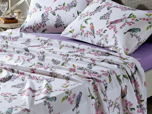 Sprig Birds Простынь пикейная 200х220 см