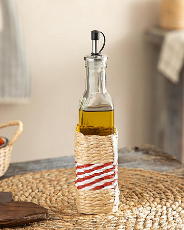 Stripe Wicker Capacity for glass oil 240 ml