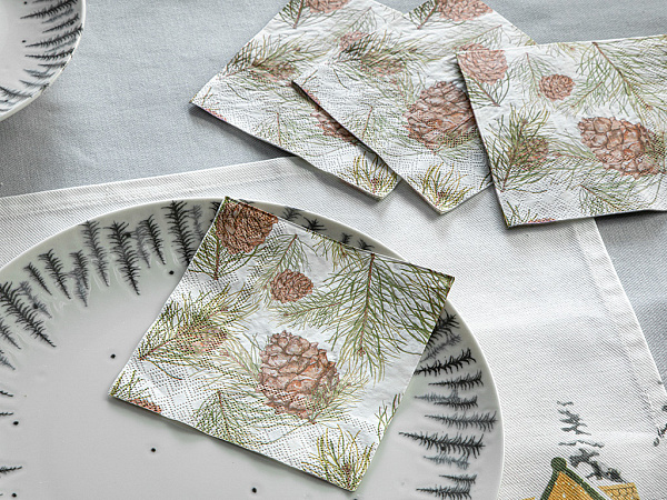 Pinecones Серветки паперові 25х25 см 20 шт