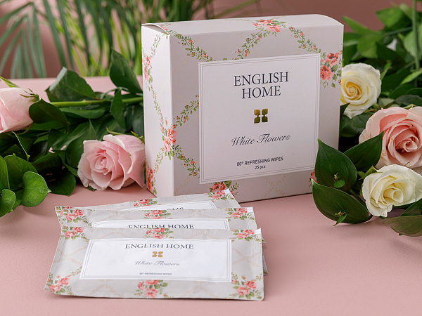 White flowers Set of napkins 25 pcs