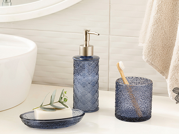 Blue Nature Set for the bathroom 6.5x6.5x18.5 cm 10x10x11 cm 9x13 cm