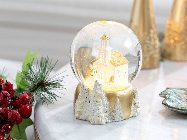 Christmas House Снежный шар с LED подсветкой 9х9х11 см